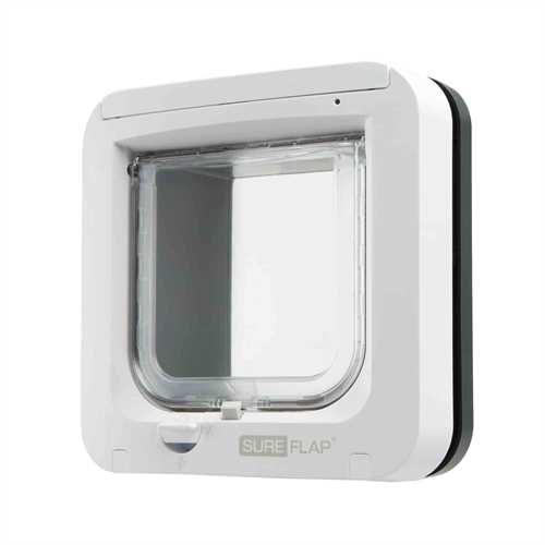 50 sureflap microchip cat flap grey white bottom front angled left