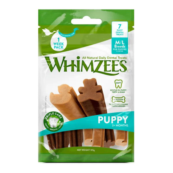 Whimzees Puppy Dental Treat for Extra Small/ Small Puppies - 2-9kg - 14pk