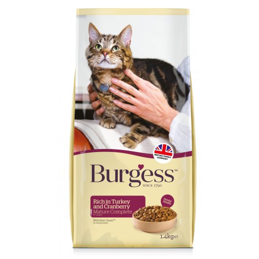 Burgess Turkey & Cranberry Food for Mature Cats 1.4kg