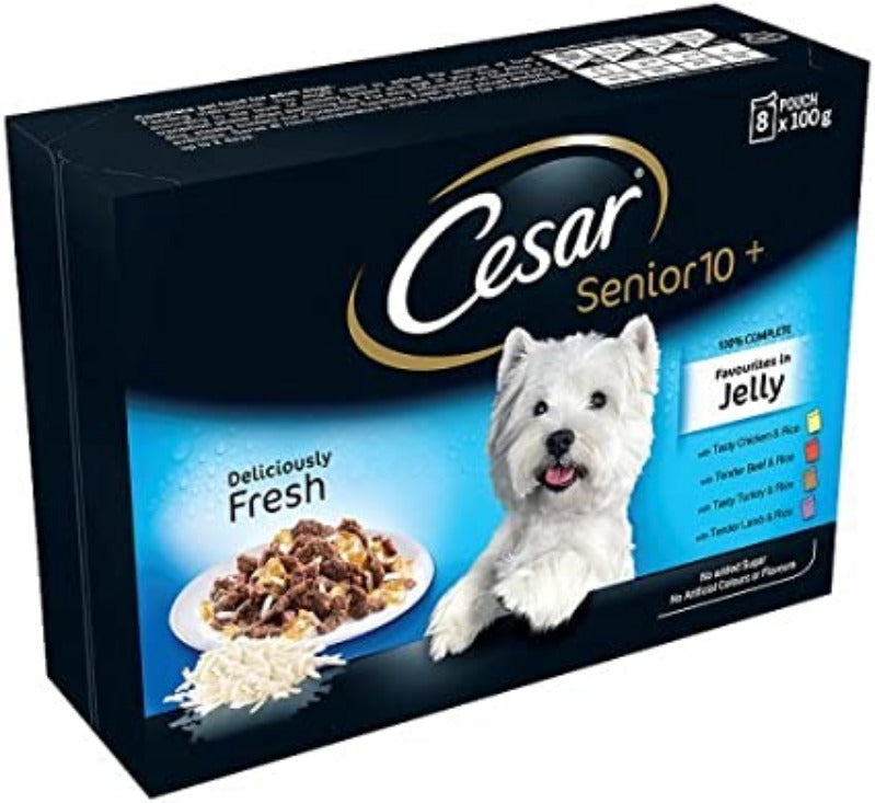 Cesar Senior 10+ Deliciously Fresh Mixed Jelly Pouch for Dogs 100g