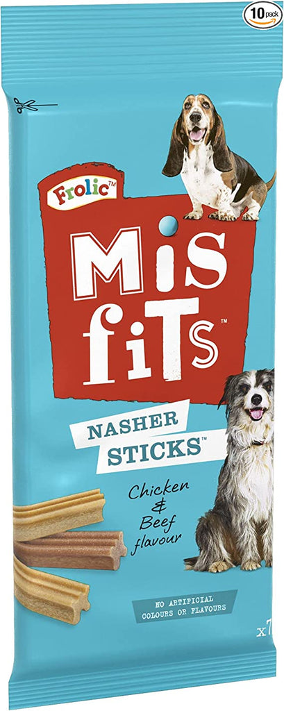 Misfits Nasher Scrummy Chicken & Beef Sticks Treats for Dogs 175g Medium