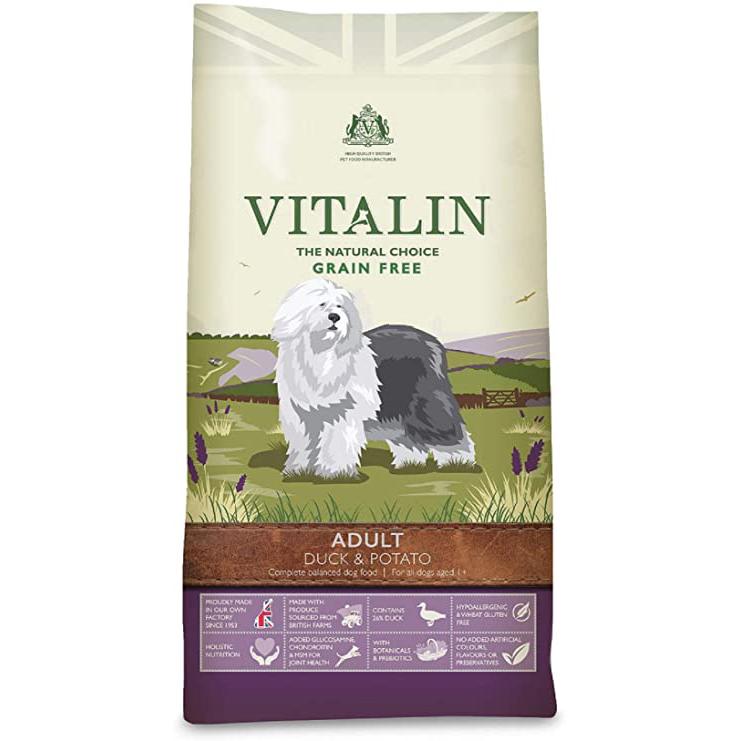 Vitalin Grain-Free Duck & Potato Food for Large Dogs 12kg