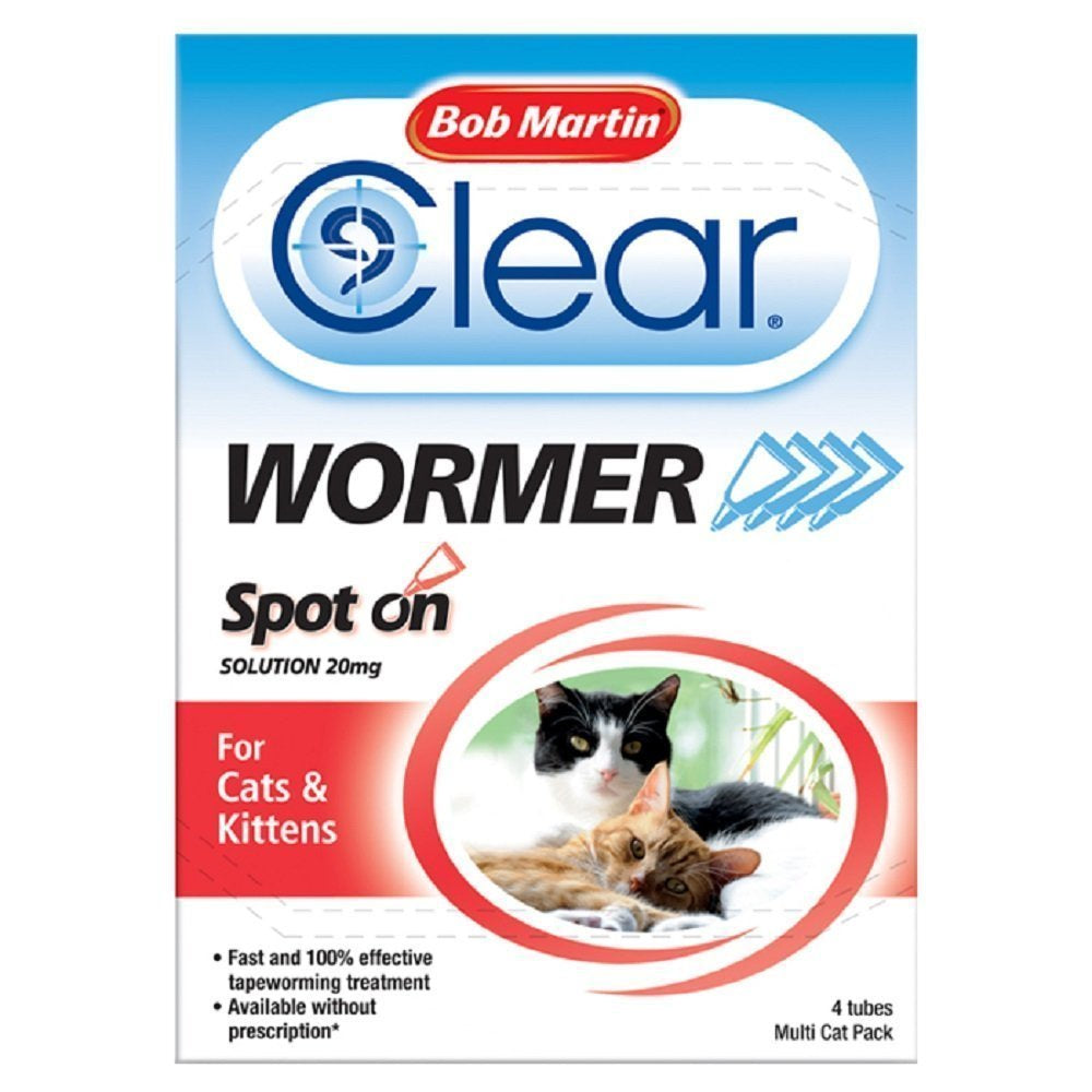 Bob Martin Clear Spot On Wormer for Cats & Kittens 4 tubes