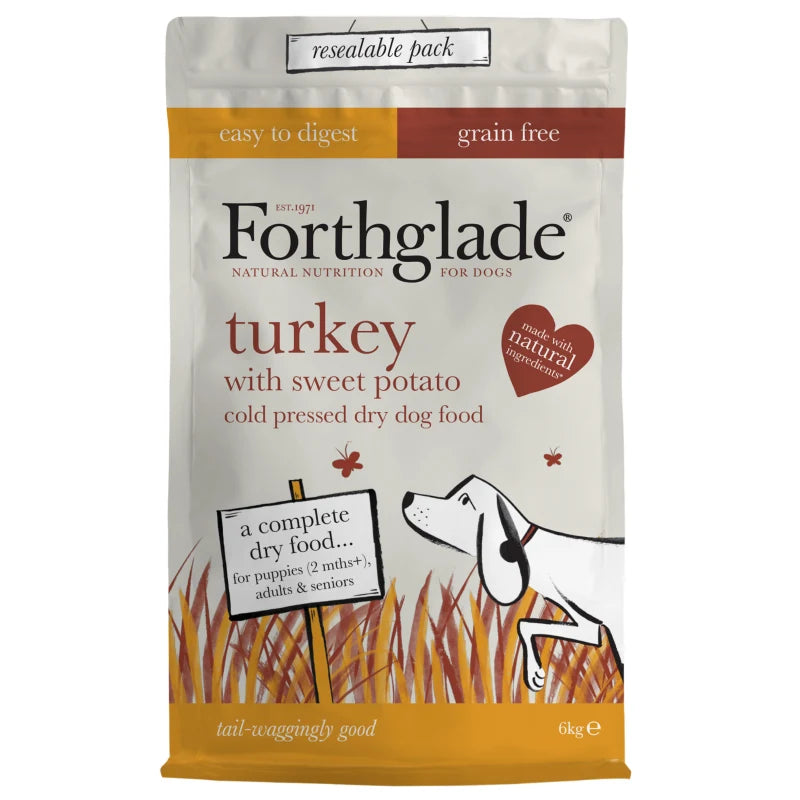 Forthglade Grain Free Cold Pressed Turkey Dry Food for Dogs - 2kg
