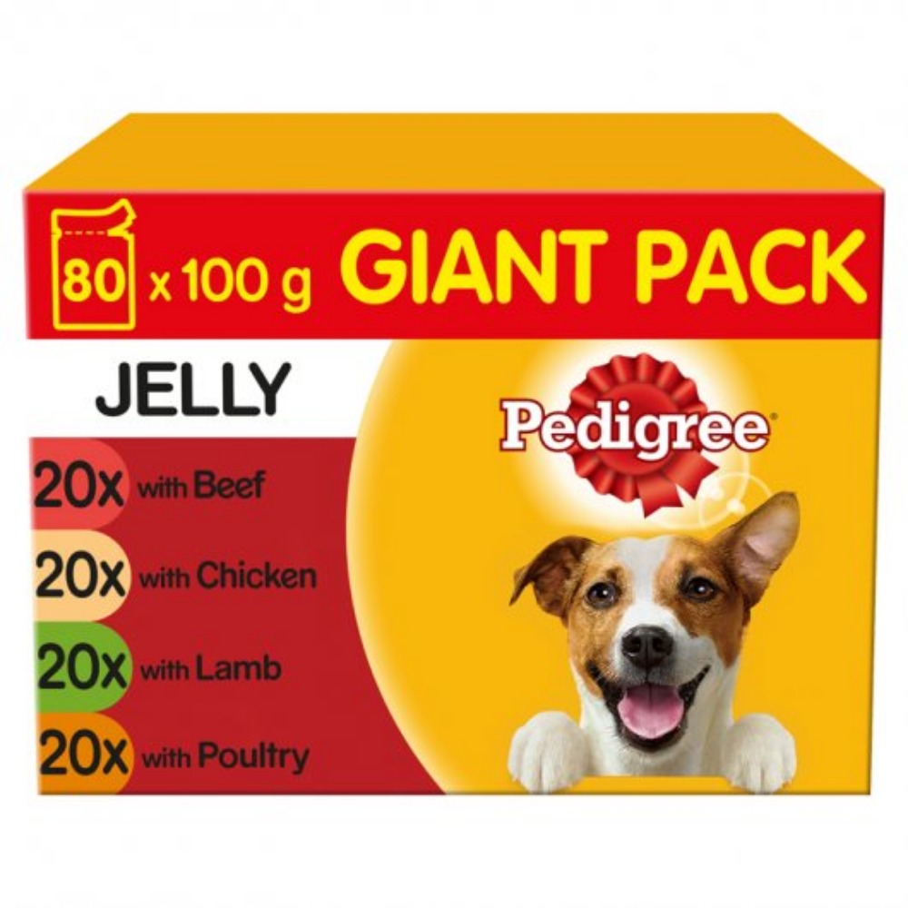 Pedigree Adult Dog Pouches Mixed Selection In Jelly Mega Pack 80x100g
