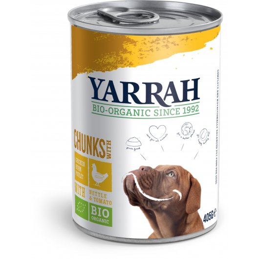 Yarrah Organic Chicken with Nettle & Tomato Chunks for Dogs - 405g