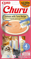 Front View of Ciao Churu 4 Pack Cat Treat - Salmon with Tuna Recipe - 4 x 14g
