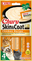 Front View of Ciao Churu Skin & Coat 4 Pack Cat Treat - Chicken Recipe - 4 x 14g