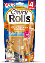 Front View of Ciao Churu Rolls 4 Pack Cat Treat - Chicken Recipe Wraps Chicken Recipe - 4 x 10g