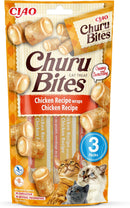 Front View of Ciao Churu Bites 3 Pack Cat Treat - Chicken Recipe Wraps Chicken Recipe - 3 x 10g