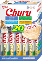Front View of Ciao Churu 20 Pack Box Cat Treat - Tuna Varieties - 20 x 14g