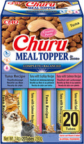 Front View of Ciao Churu 20 Pack Meal Topper for Adult Cats - Chicken with Salmon & Chicken with Pumpkin Variety - 20 x 14g