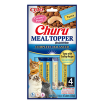 Front View of Ciao Churu Meal Topper for Adult Cats - Tuna with Scallop Recipe - 56 g