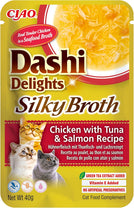 Front View of Ciao Dashi Delights Silky Broth Wet Cat Food - Chicken with Tuna & Salmon Recipe - 40 g