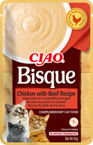 Front View of Ciao Bisque Cat Treat - Chicken with Beef Recipe - 40 g