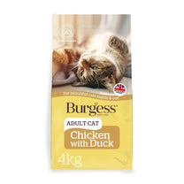 Front View of Burgess Cat Adult Dry Cat Food - Chicken with Duck - 4kg & 10kg