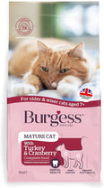 Front View of Burgess Cat Mature Dry Cat Food - Turkey & Cranberry - 4kg
