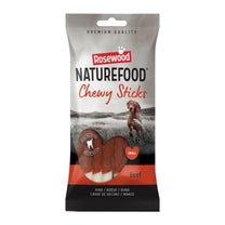 Front View of Naturefood Chewy Sticks Small Dog Treats - Beef - 72g