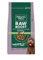 Front View of Natures Menu Freeze Dried Raw Boost Adult Dry Dog Food with Pork & Lamb - 1.5kg & 3kg