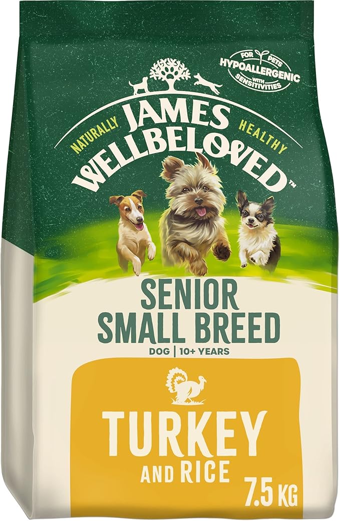 James Wellbeloved Senior Small Breed Food Turkey Rice Kibble