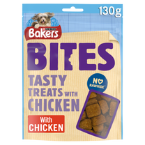 Front View of Bakers Chicken Bites Dog Treats - 130g