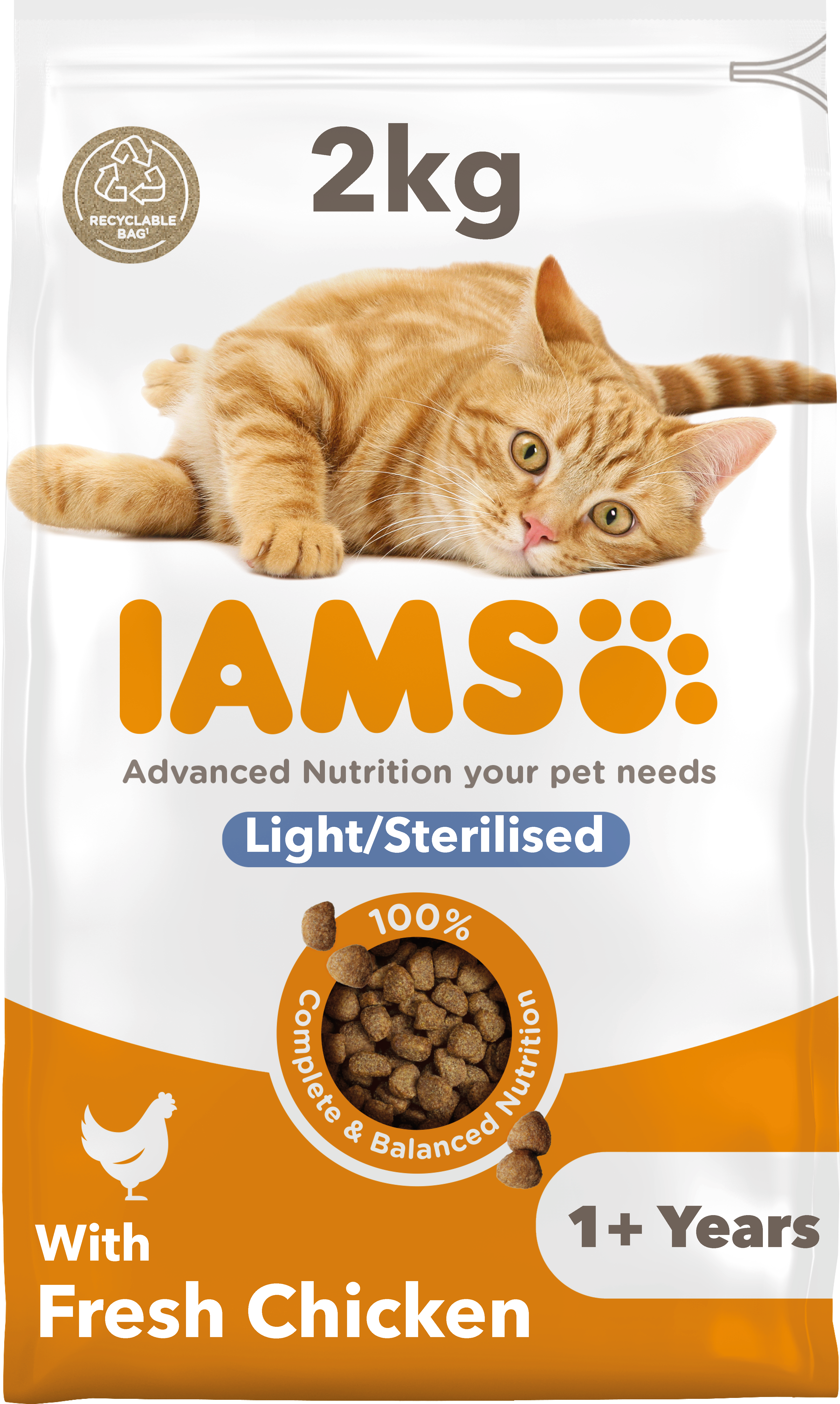 IAMS Vitality Light/Sterilised Cat Food with Fresh Chicken 2KG