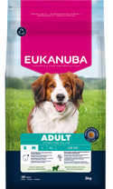 Front View of Eukanuba Life Care Adult Small/Medium Breed Dry Dog Food - Lamb & Rice - 3kg & 12kg