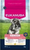 Front View of Eukanuba Senior Small Breed Dry Dog Food - Chicken - 3kg, 7.5kg & 12kg