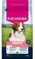 Front View of Eukanuba Senior Small/Medium Breed Dry Dog Food - Lamb & Rice - 3kg & 12kg