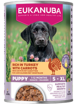 Front View of Eukanuba Can Life Care Puppy All Breeds Wet Dog Food - Turkey & Carrot - 6 x 400g