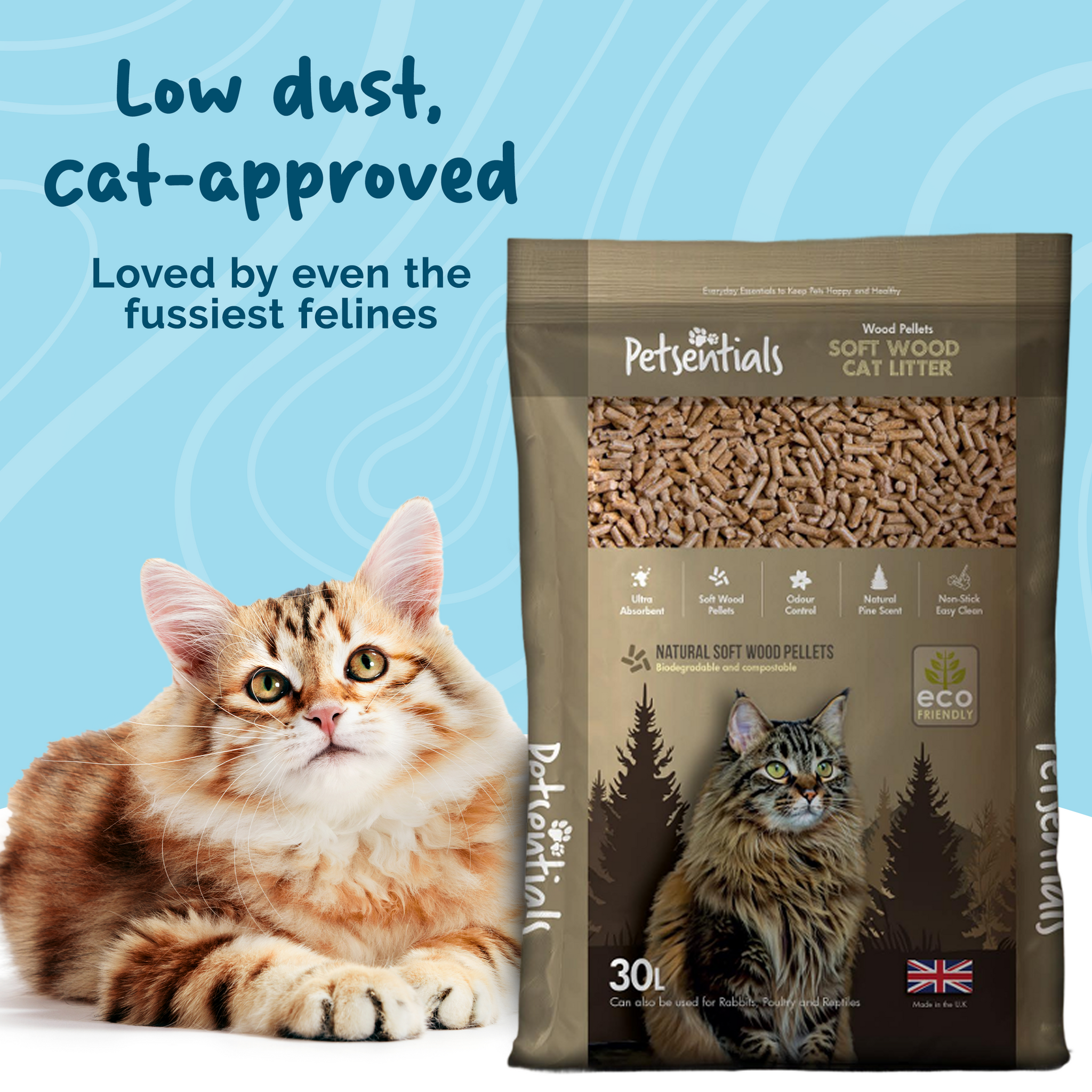 Petsentials Wood Based Cat Litter 30L Petwell - Main Image