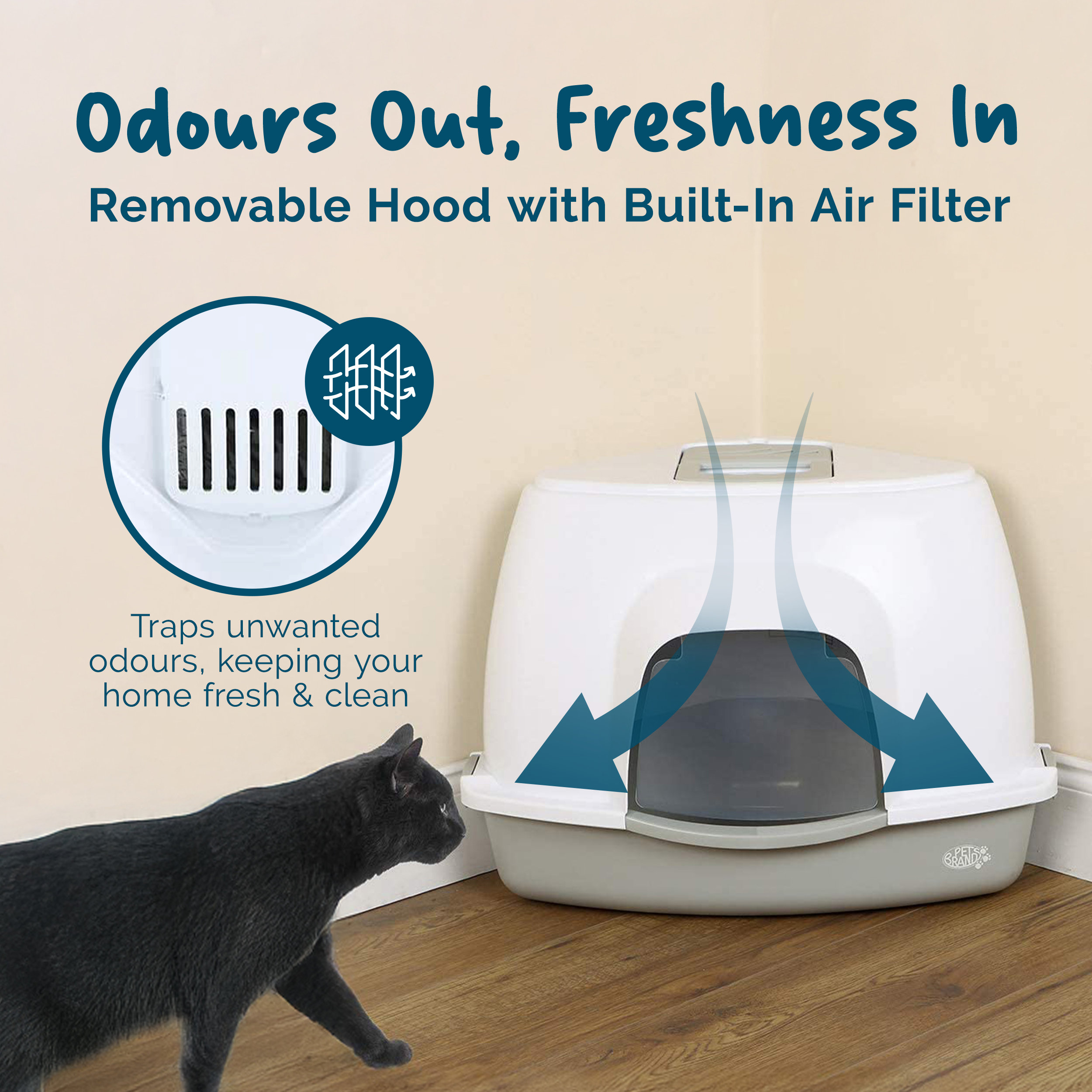 Petsentials Corner Cat Litter Trays with Hood Petwell
