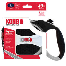 Front View of KONG Explore Retractable Grey Dog Lead