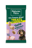 Front View of Natures Menu Raw Freeze Dried Turkey Bites Dog Treats