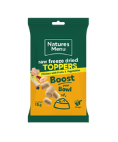 Front View of Natures Menu Raw Freeze Dried Chicken Toppers Adult Dry Dog Food