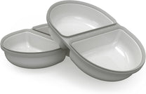 Front View of Surefeed Pet Feeder Split Bowl - Grey