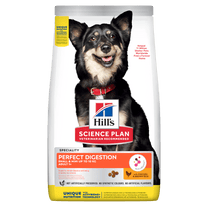 Front View of Hill's Science Plan Perfect Digestion Small & Mini Adult 1+ Dry Dog Food with Chicken & Brown Rice - 6kg Bag