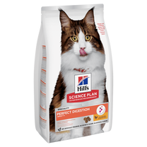 Front View of Hill's Science Plan Perfect Digestion Adult 1+ Dry Cat Food with Chicken & Brown Rice - 7kg Bag