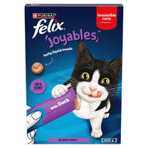 Front View of Felix Joyables Liquid with Duck Cat Treat - 4 x 10g
