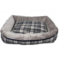 Front View of Dream Paws Check Sofa Dog Bed - Medium