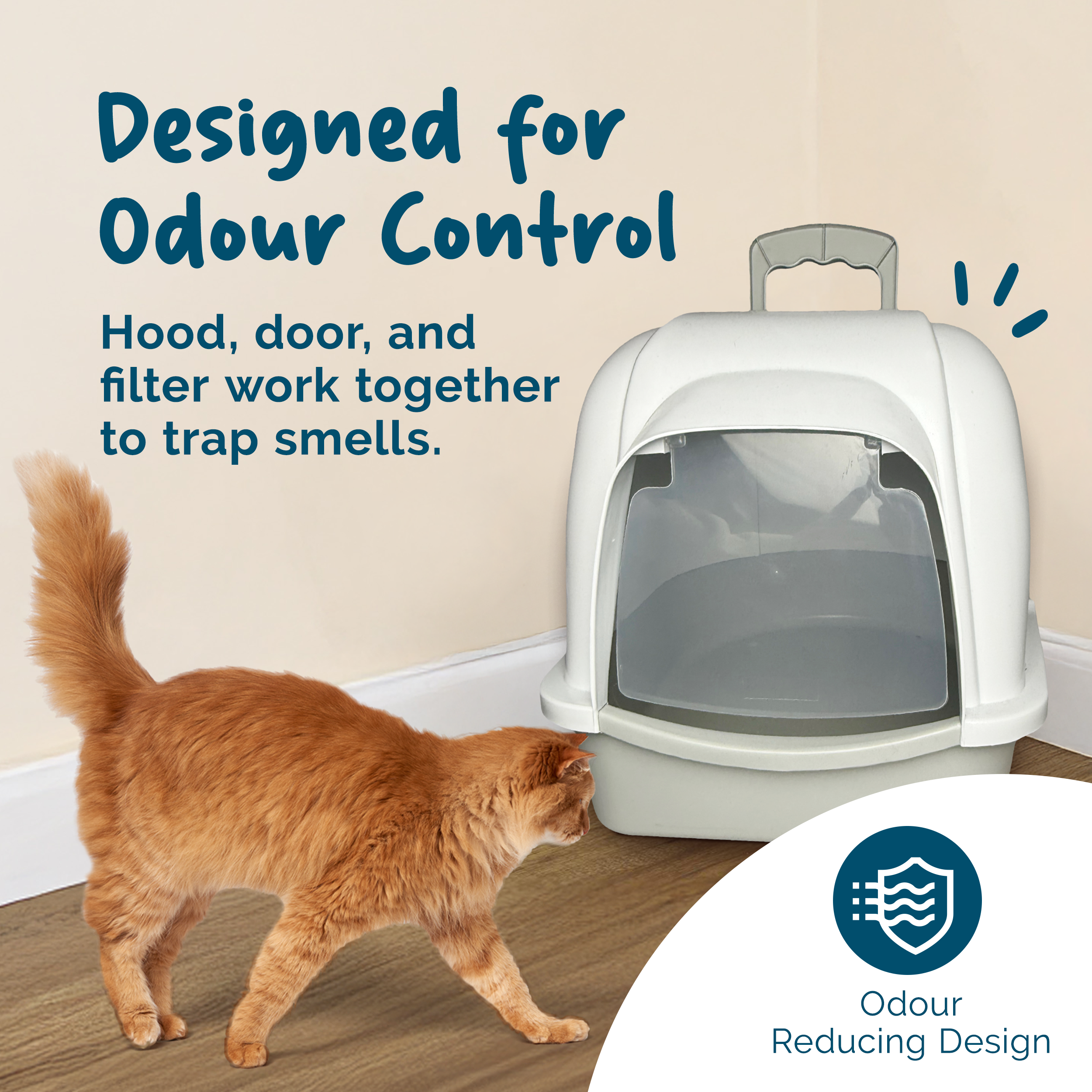 Pet Brands Oval Hooded Cat Litter Tray Litter Box