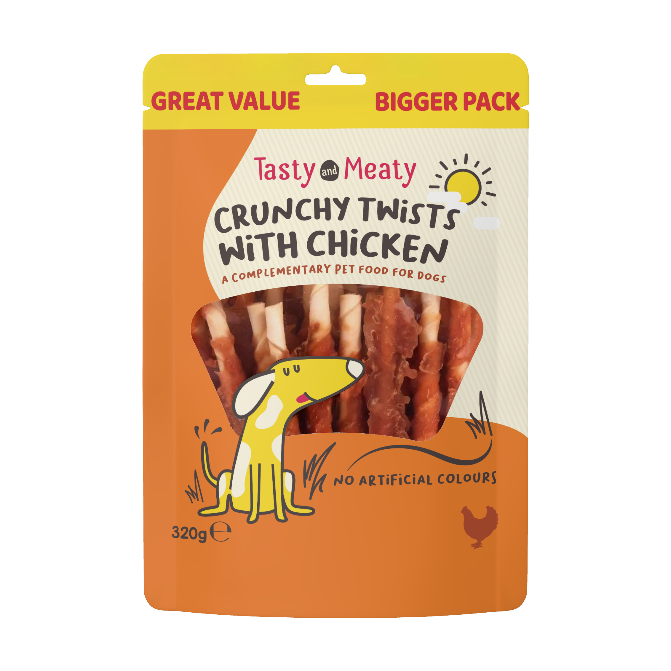 Tasty & Meaty Crunchy Twists with Chicken Adult Dog Treats - 320g