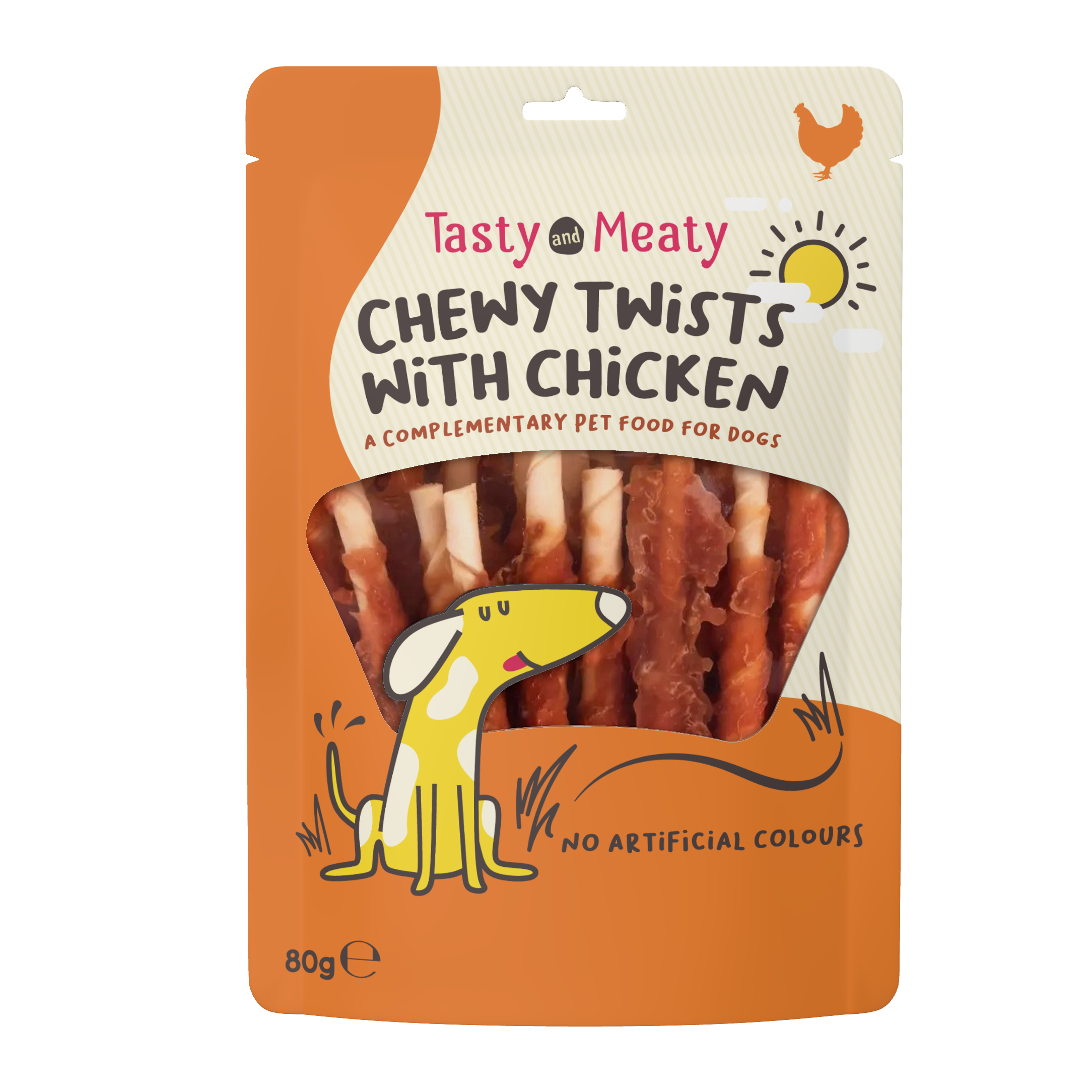 Tasty & Meaty Chewy Twists with Chicken Adult Dog Treats | 100g