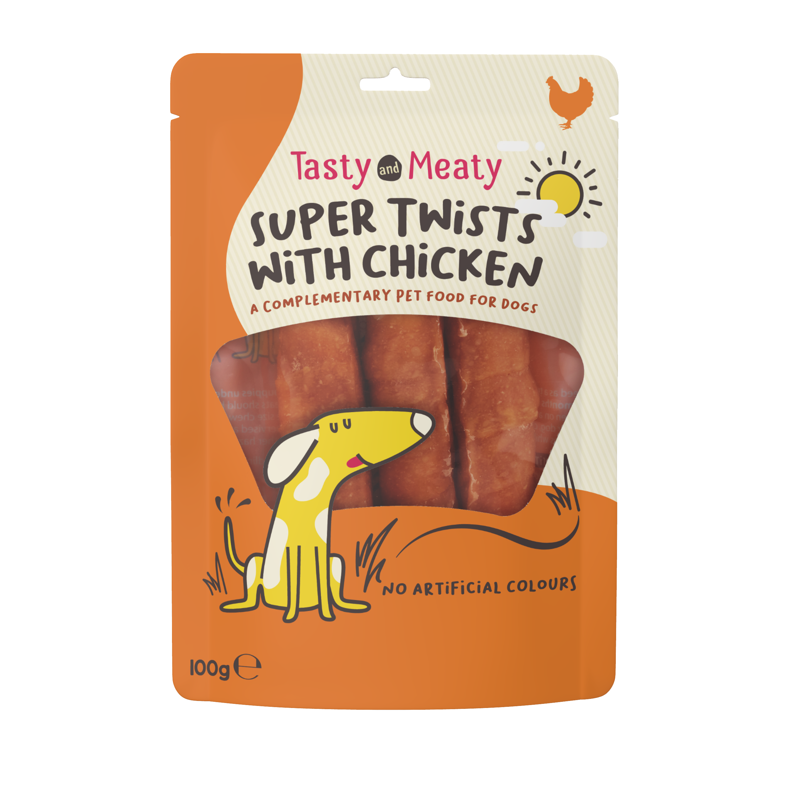 Tasty & Meaty Delicious Chewy Twists with Chicken Dog Treats | 100g - 100g