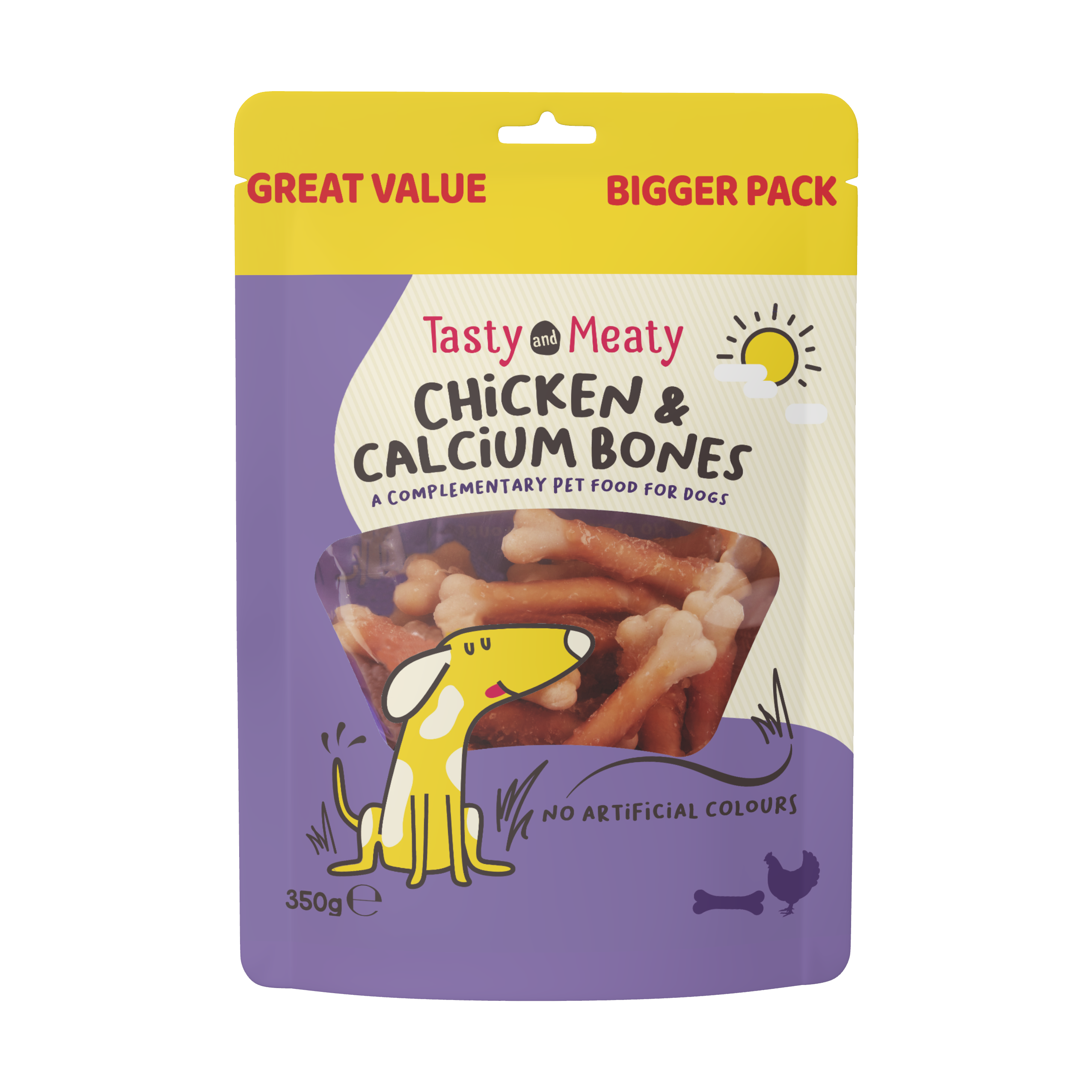 Tasty & Meaty Chicken & Calcium Bones Adult Dog Treats | 350g - 350g