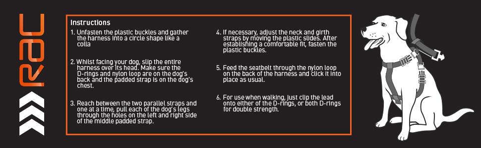 RAC Dog Car Harness instructions