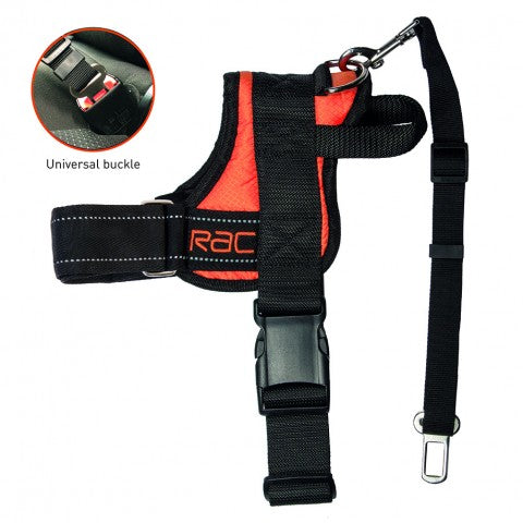 RAC In-Car Harness Seatbelt Connector Strap in use