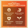 made with 100% natural food - Chicken, Turkey, and lamb & chicken