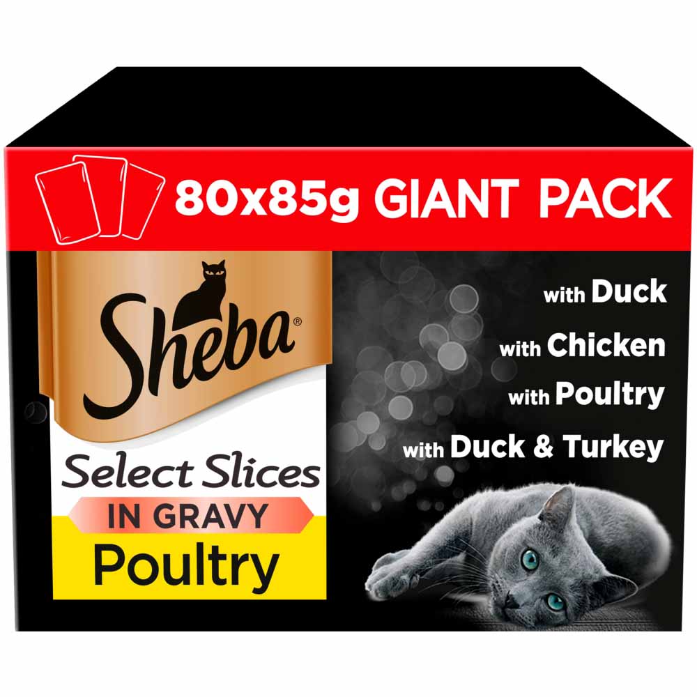 Sheba Adult Cat Pouches - Select Slices Poultry Collection In Gravy - 80x85g