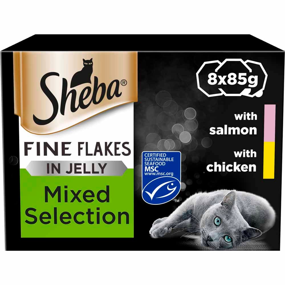 Sheba Fine Flakes Salmon & Chicken In Jelly Collection Wet Adult Cat Food Trays